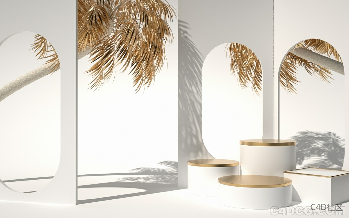 C4D电商场景-椰子树的背景场景