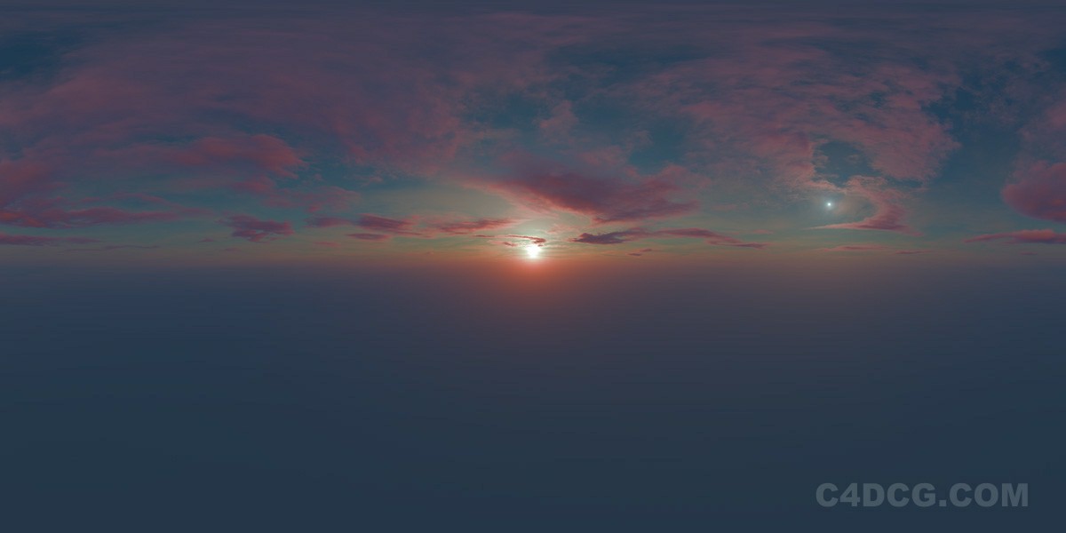 全景天空HDR贴图-夕阳的蓝