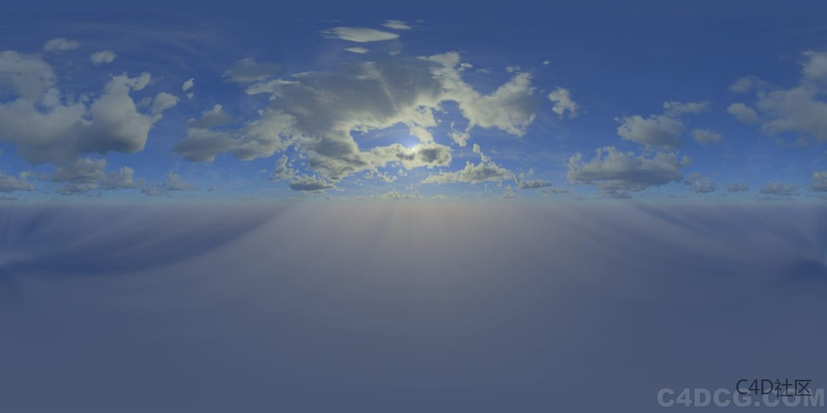 4K-HDRI-全景天空-太阳被乌云遮盖天空也很蓝