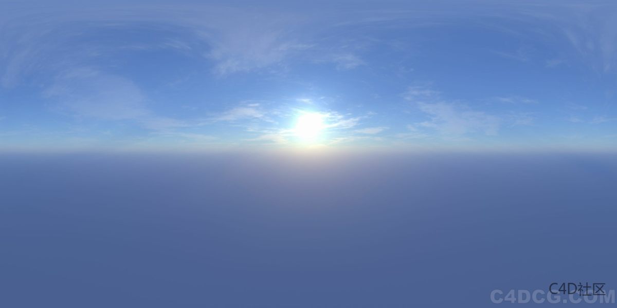 4K-HDRI-全景天空-天空很蓝云层很稀薄