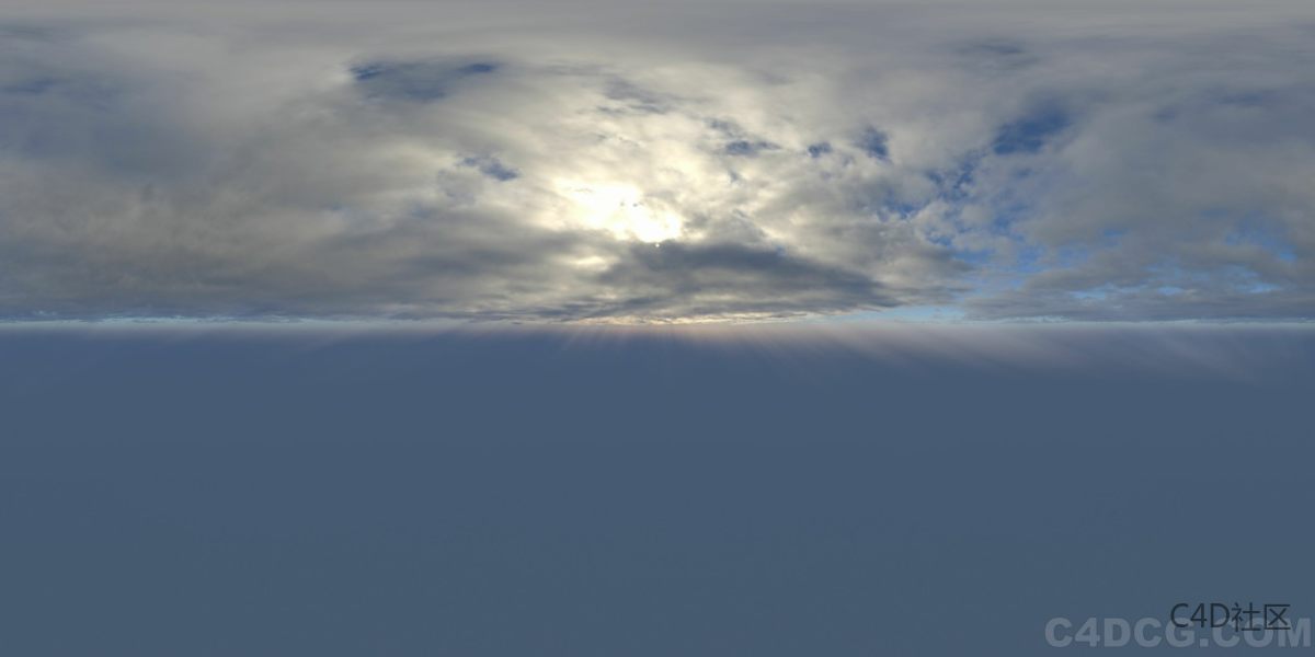 4K-HDRI-全景天空-天空乌云密布太阳从云层中探出即将下雨的云层天气