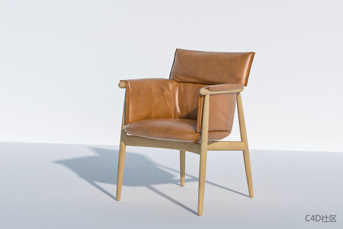 木皮椅 C4D模型
