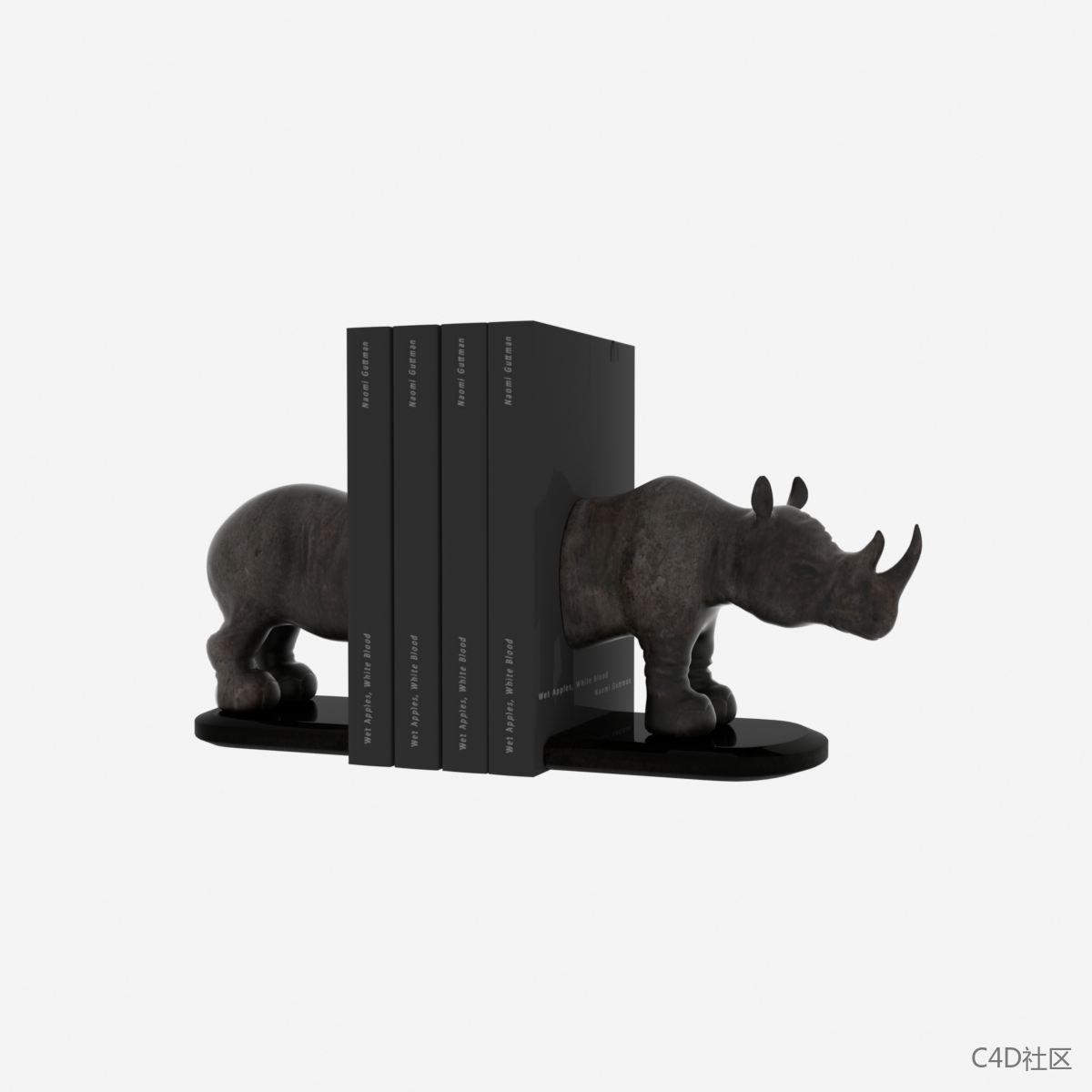 C4D模型-犀牛艺术桌面摆件（含材质）